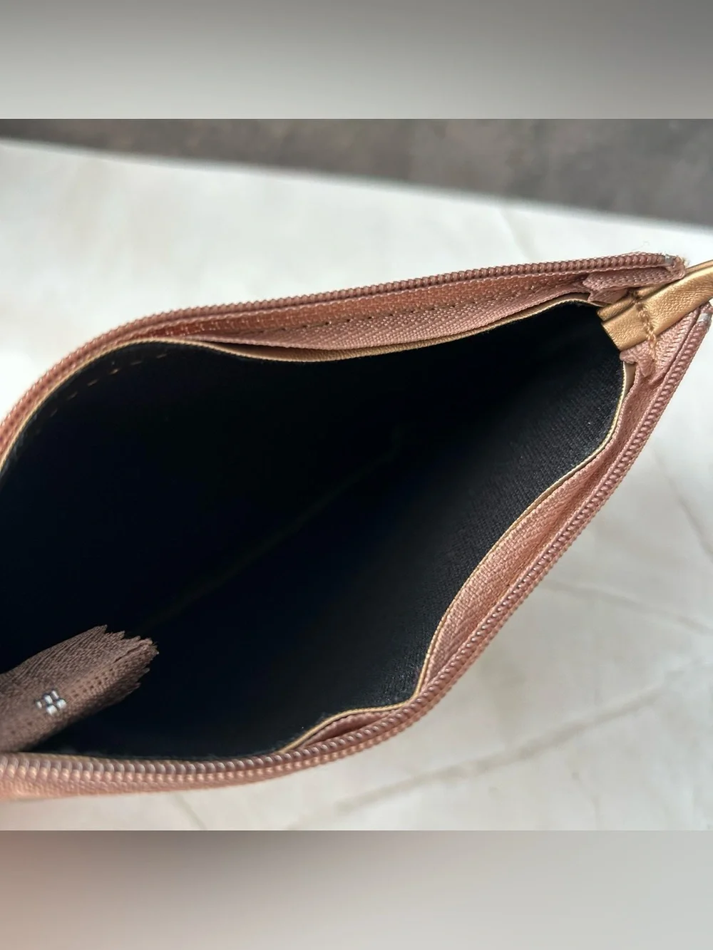 Minimalist Bronze Wristlet Cosmetic Pouch with Strap